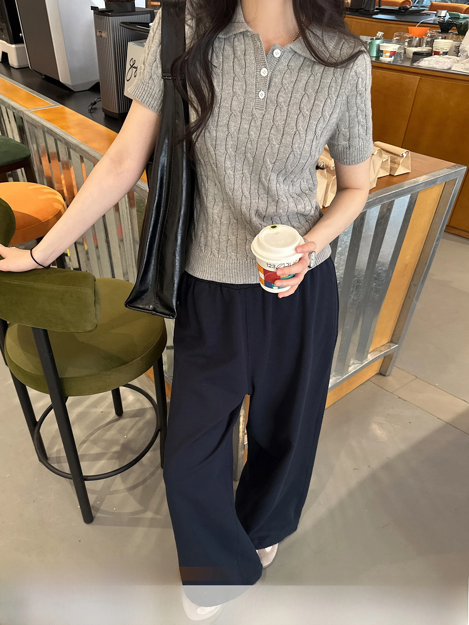 

Loose Fit round Ne Knitwear Women's Versatile Summer New Sle Korean Soft Cotton Blend ort Sve Casual Top