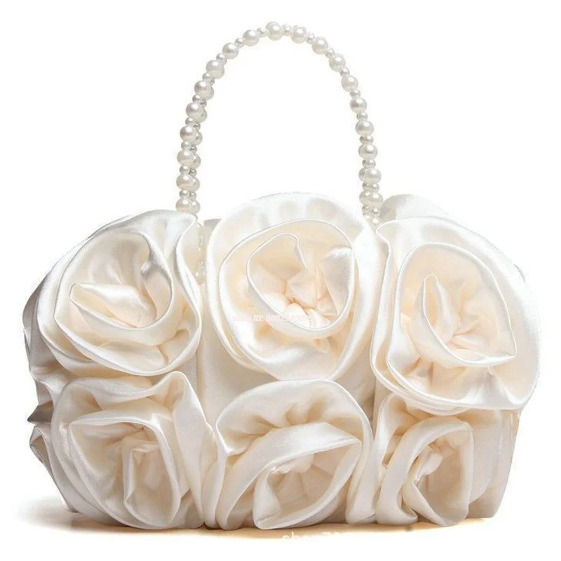 flower-rose-bush-women-satin-evening-purse-beaded-handle-totes-bag-wedding-handbag-bridal-clutch-bridal-rose-flower-evening-clut