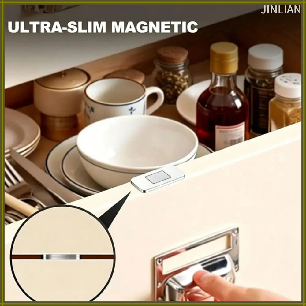 1 Set Ultra-Thin Magnetic Cabinet Door Catch Stainless Steel Self-Adhesive Drawer Magnet Strong Magnetic Quiet Closure