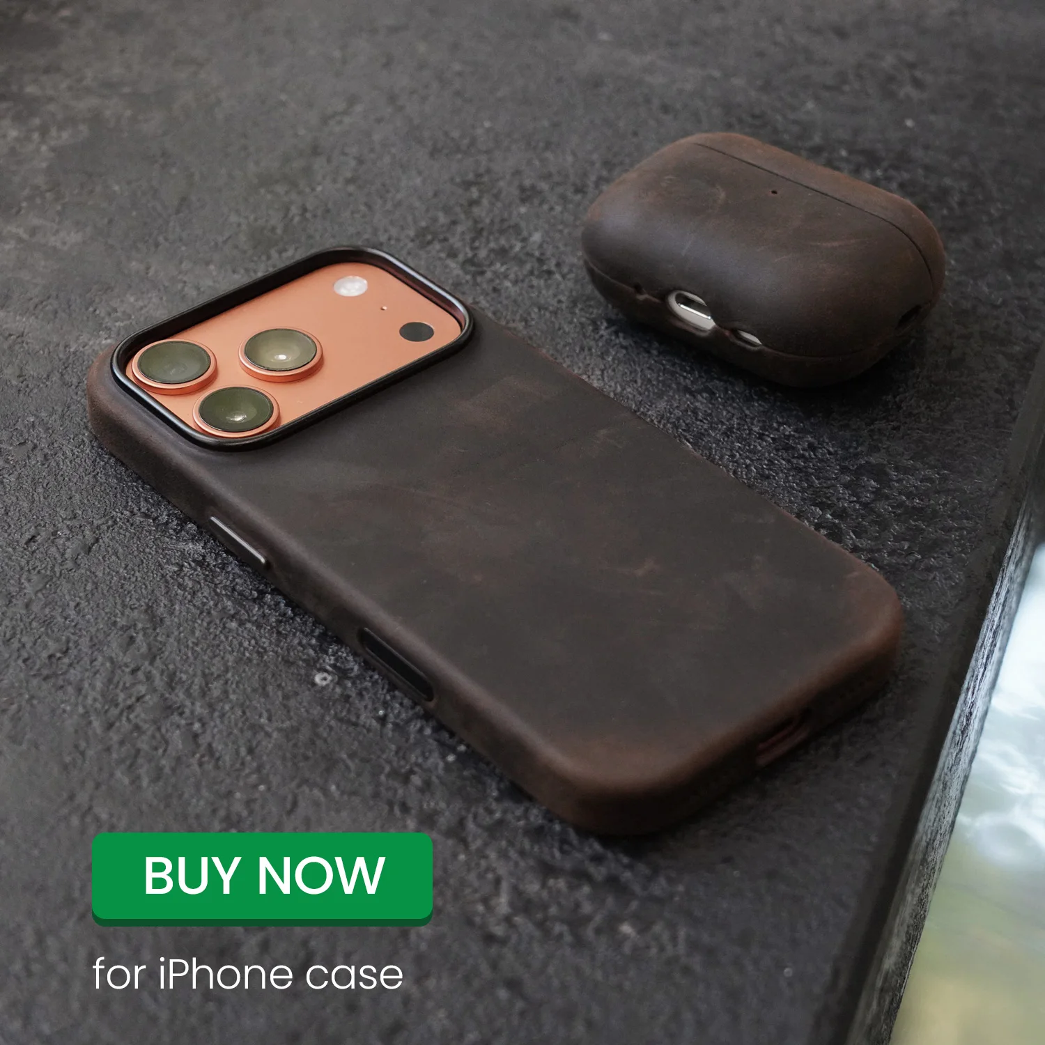 Italienische Crazy Horse-Echtledertasche für AirPods Pro 3 und 2 Luxushüllen, kabellose Bluetooth-Headset-Abdeckung – Detail 1