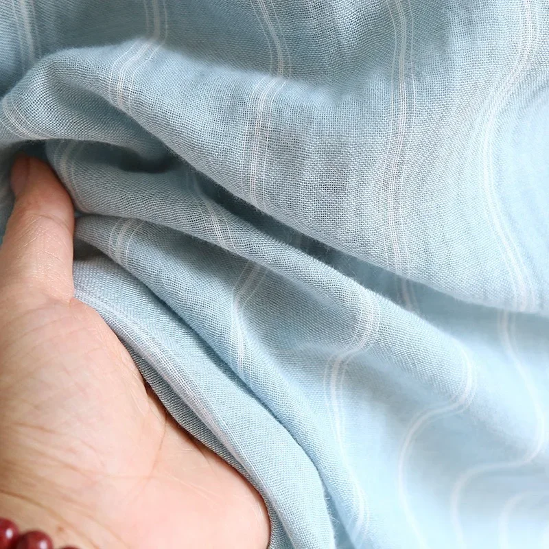 2024 nouveau été hommes pyjamas Robe 100% coton Robe pyjamas amples hommes Robe bleu rayé Pknit Robe de nuit