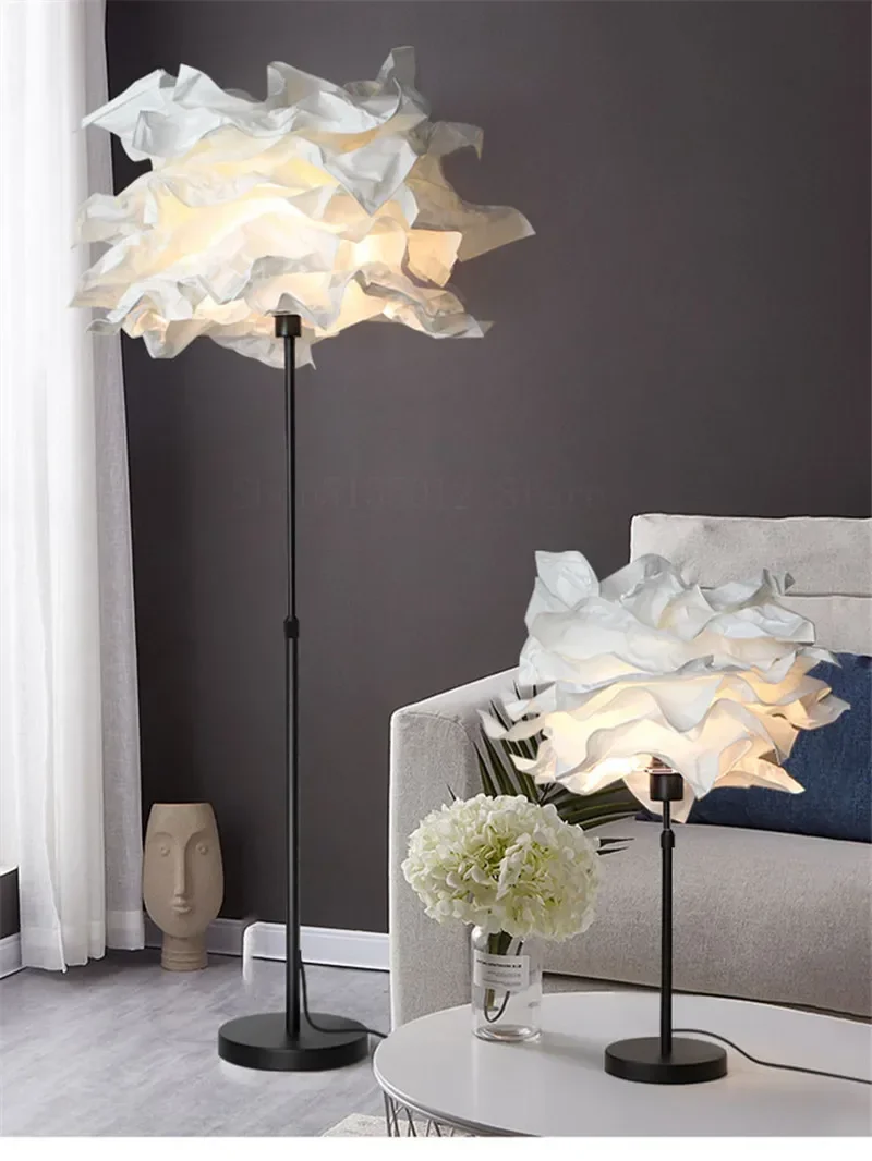 

Indoor Rice Paper Lampshade Floor Lamp for Living Room Decoration Corner Floor Light Can Be Lifted Lowered Lighting Clouds Lamps