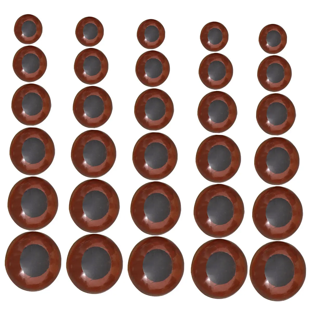 120Pcs Water Crystal DIY Colored Resin Eyes Brown Multi-Size Flat Base Simulation for Handmade Cartoon Animal Craft Supplies