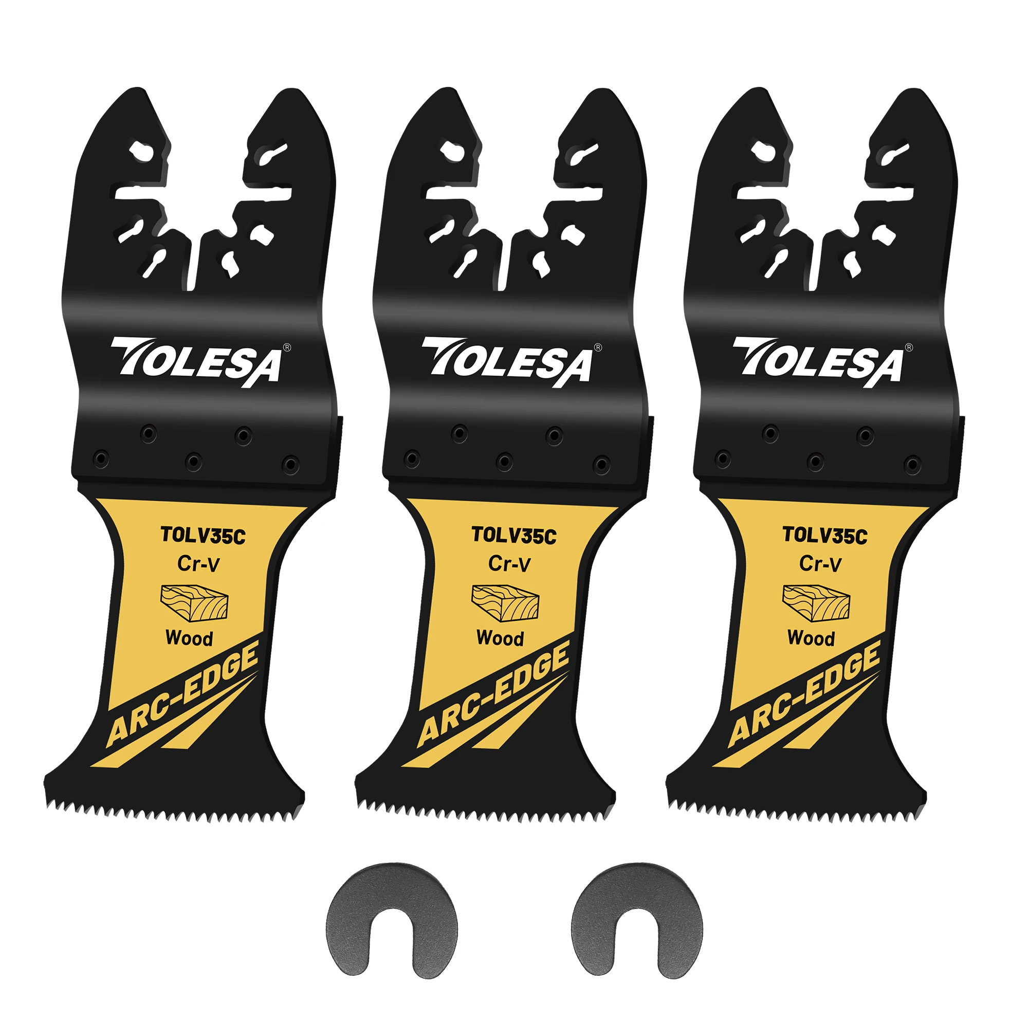 TOLESA Arc-Edge Oscillating Saw Blade for Wood Plastic 3PC CRV Oscillating Tool Blade Multitool Blade for Precise and Clean Cut