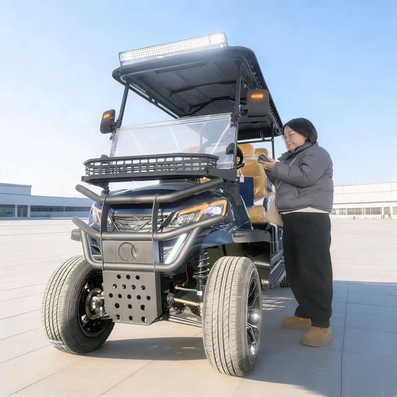 Electric Golf Cart 48/60/72V Double Swing Arm Independent Front Suspension 4/6 Seater 4WD with 10/15KW AC Motor Factory Direct