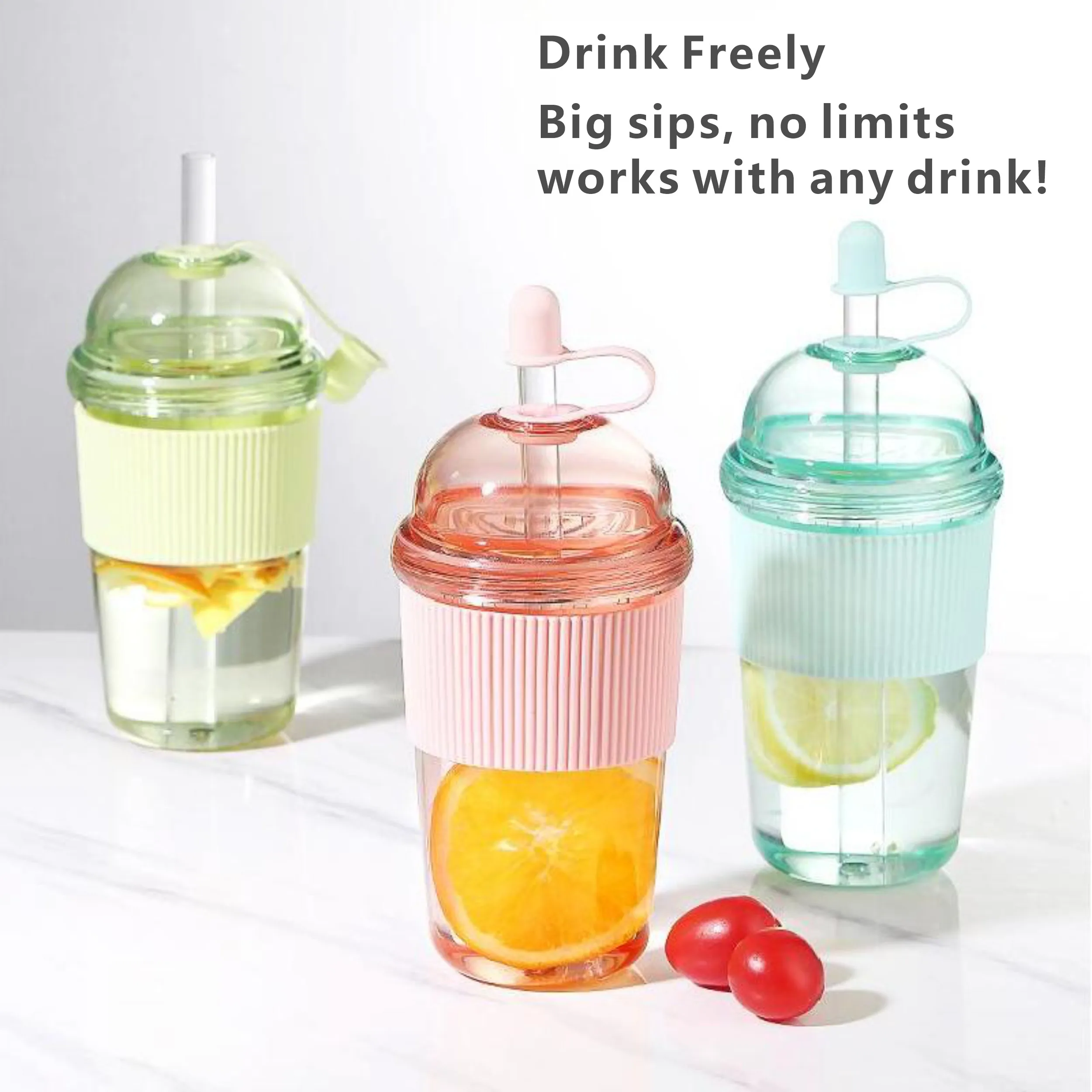 

430/520/630ml BPA-Free Straw Tumbler Cup Leakproof Korean Style Insulated Travel Mug for Coffee Tea Office Commute Portable Wate