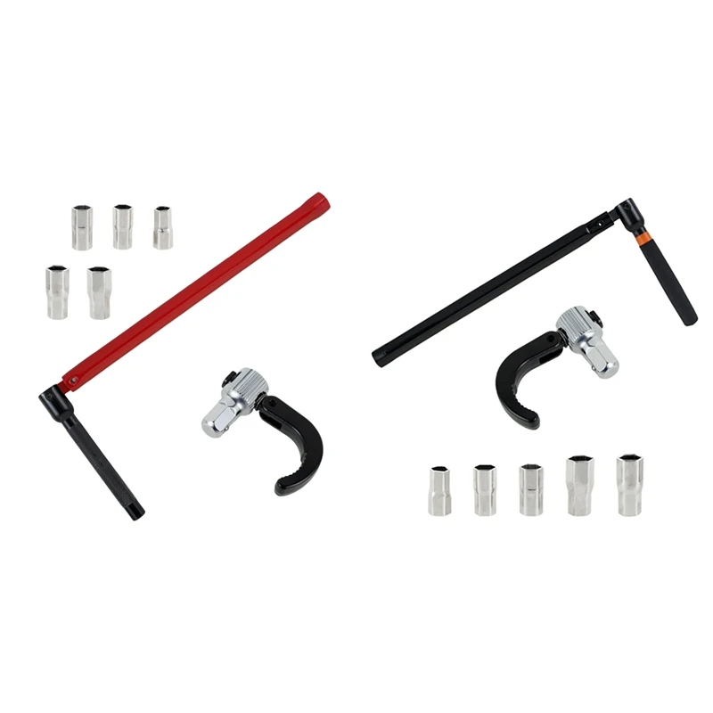 Faucet Wrench Carbon Steel Plumber Socket Wrench With 5 Sockets And 1 Chuck Tap Back Nut Wrench Kitchen Sink Keys