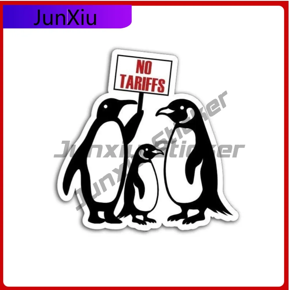 

No Tariffs Penguins Sticker Vinyl Decal Political Humor Scratch-proof Exterior Bumper Suv Speedboat Rear Windshield Decals Pvc