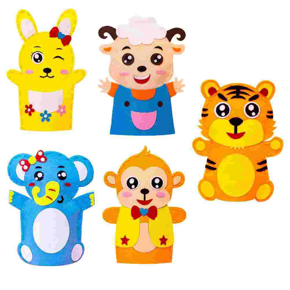 5 Sets Monkey DIY Hand Puppet Toddler Rabbit Toys Bunny for Cloth Animal Puppets Crafts Kit