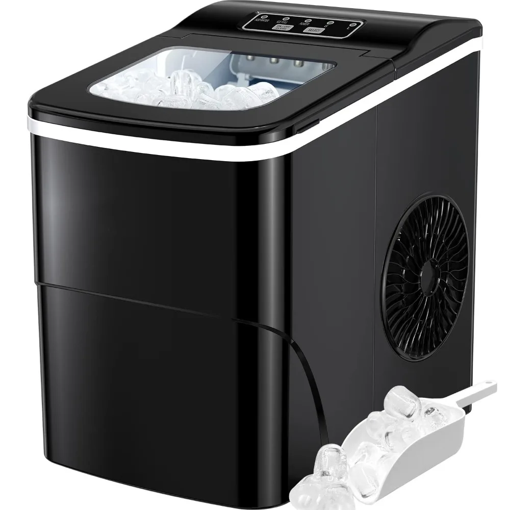 Ice Maker Machine for Countertop, 9 Bullet Ice Cubes Ready in 6 Minutes, 26lbs in 24Hrs Portable Ice Maker Machine