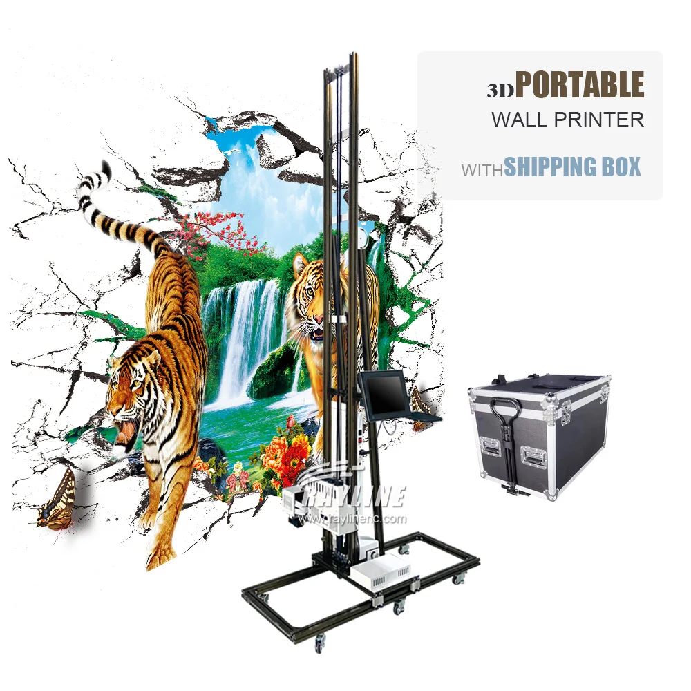 Foldable 3D 5D Wall Printer Wall Printing Machine Double DX10 heads UV Ink No Fade For Indoor Outdoor PVC Glass Wood Ceramic