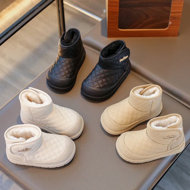 

2025 зимняя новая детская повседневная хлопковая обувь для девочек и мальчиков, модные универсальные ботинки принцессы на мягкой подошве в корейском стиле
