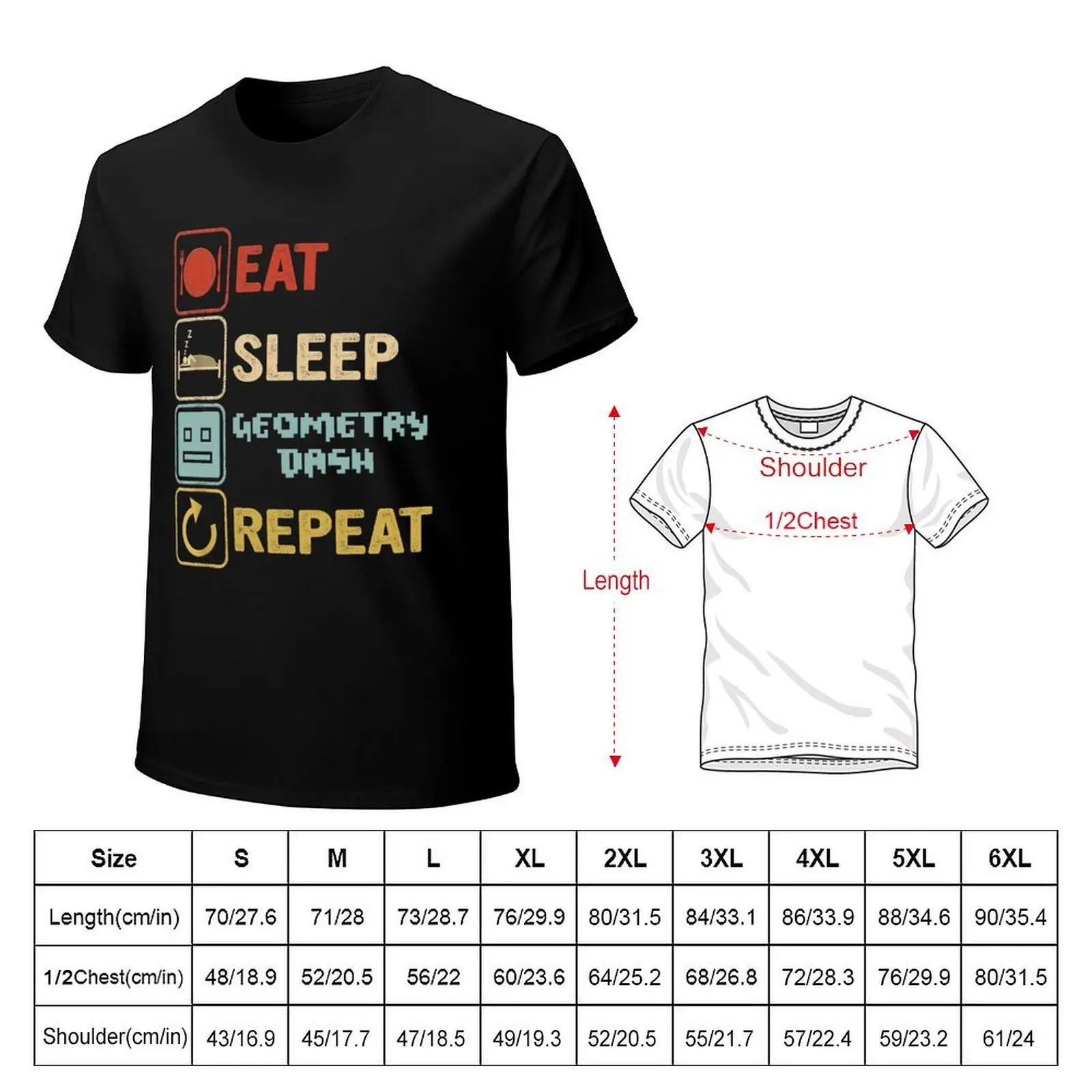 funny eat sleep geometry dash repeat retro vintage, geometry dash Dad Gift, Fathers Day, kids Birthd T-Shirt