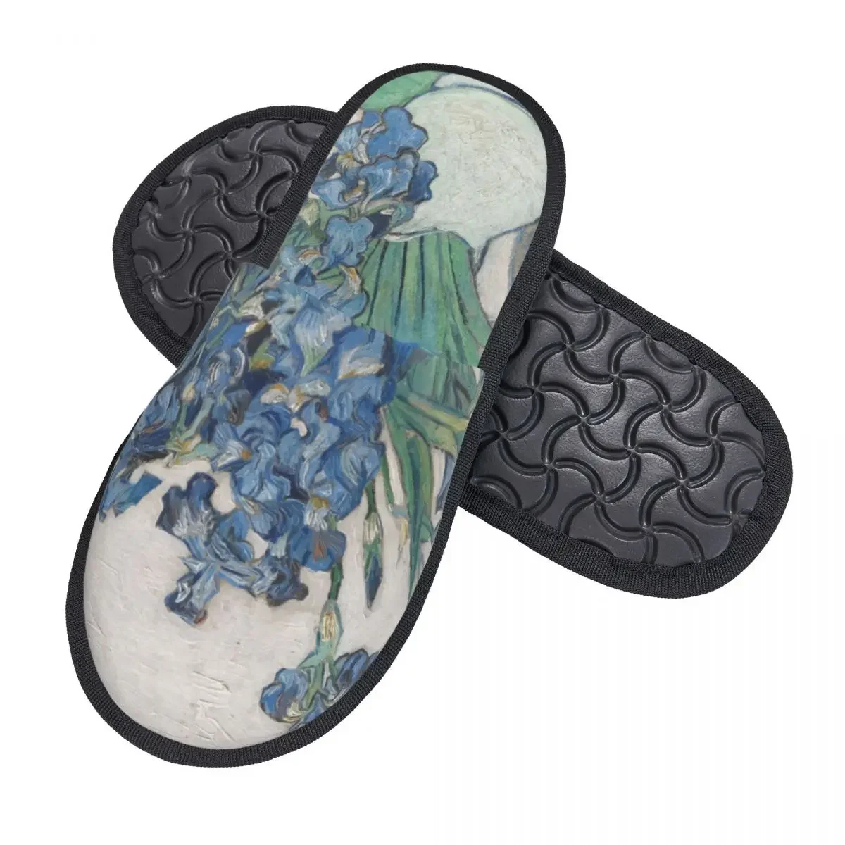 Vincent Van Gogh Irises Guest Slippers for Hotel Women Custom Print Art Painting House Slipper