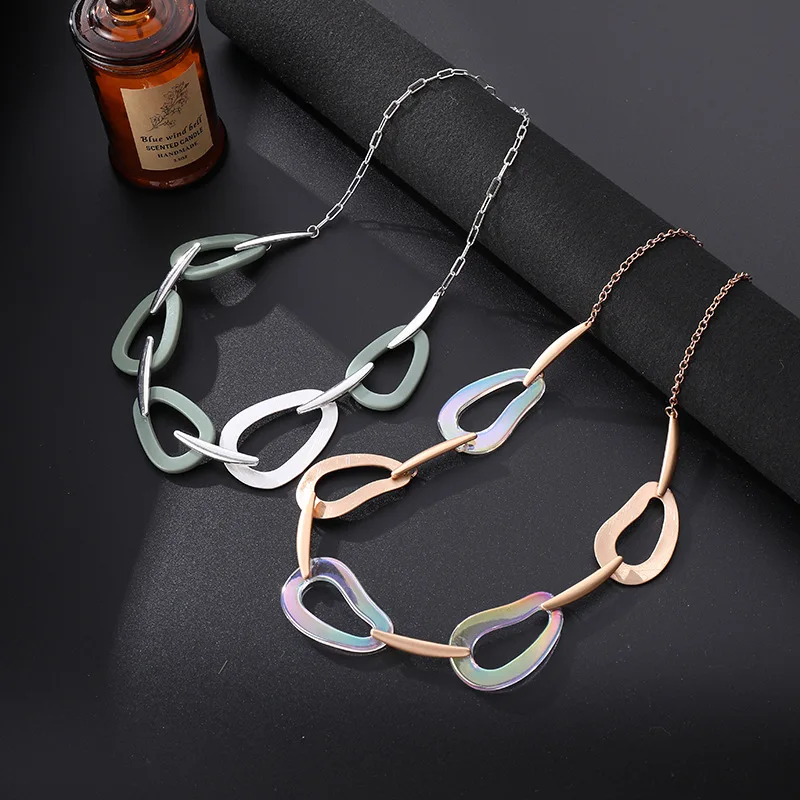 Hot selling new women's necklace fashionable geometric metal hand-drawn clavicle chain