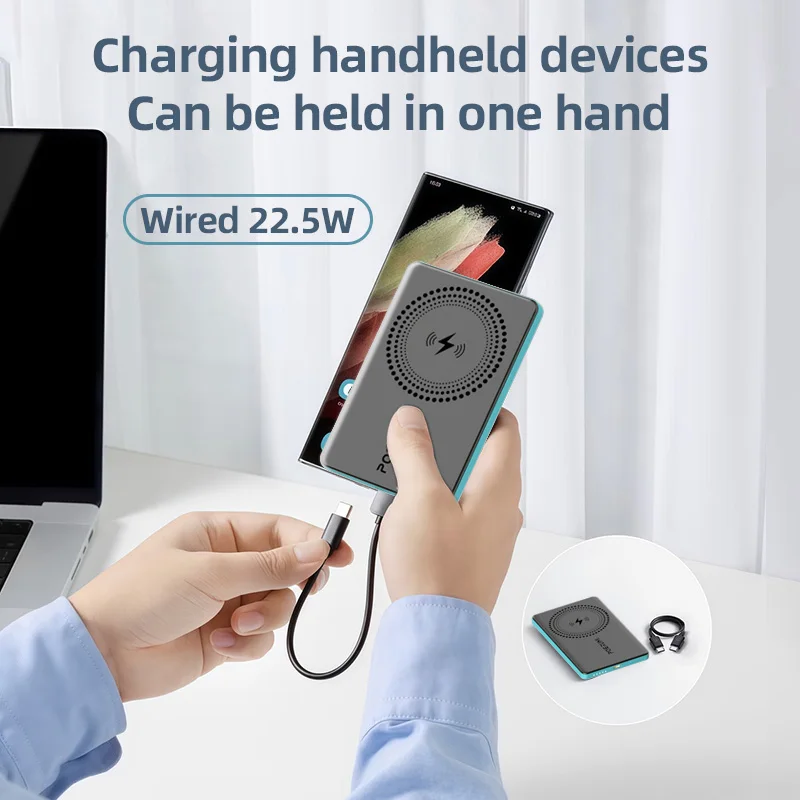 

CHICNOD 5000mAh Magnetic Power Bank 15W Wireless 22.5W Wired Charging Thin Card-Sized Slim Portable Powerbank for iPhone Samsung