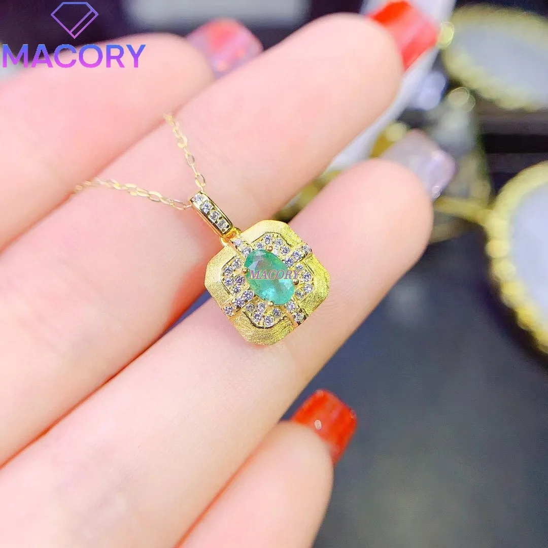 

New natural emerald necklace for women, 925 pure silver, exquisite high-quality jewelry, Christmas and Valentine's Day gift.