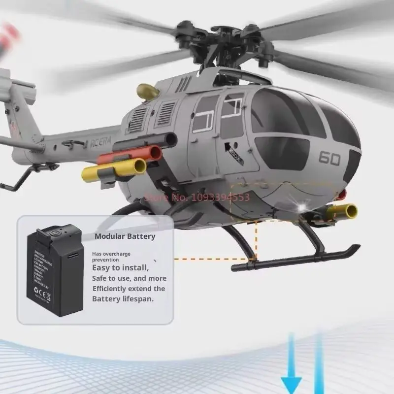 RC ERA C186S Helicopter Remote Controlled Simulation Brushless Six-Channel Model BO-105 Optical Flow Positioning Toy