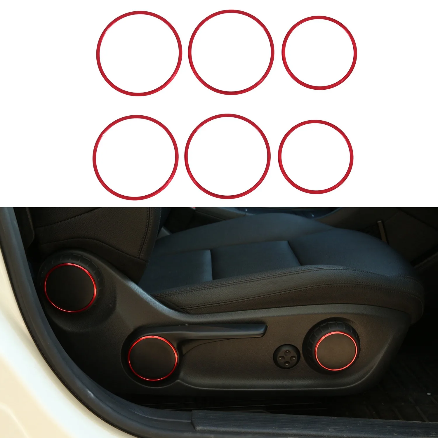 6Pcs Car Seat Adjustment Switch Knob Ring Cover Trim Red for GLA CLA Class W176 W117 W246 C117