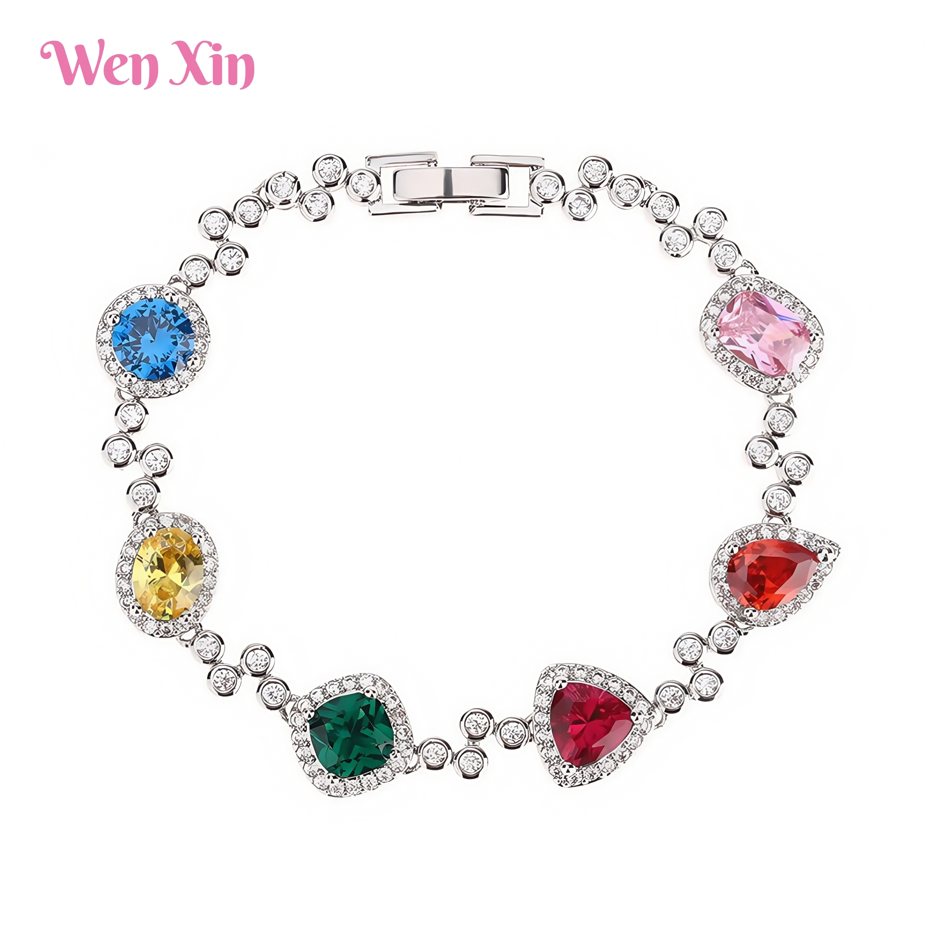 

WENXIN Brand MUSHAN MCT Fashion Copper Chain Bracelets Bangle For Women classic Fashion Colorful Gemstones Jewelry Accessories
