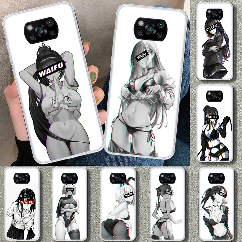 Sugoi Senpai Anime Waifu Sexy Girl Phone Case Cover for Xiaomi Poco X6 X5 X4 X3 Nfc F6 Pro F5 F4 Gt F3 F2 F1 M5S M5 M4 M3 M2 Art