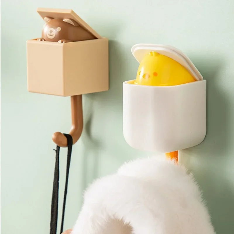 แมวน่ารัก Wall Hooks Self กาวห้องนอนประตูแขวนคีย์ผ้าเช็ดตัวร่ม Coat ผู้ถือ Rack สัตว์บ้านตกแต่งห้องน้ํา Hook