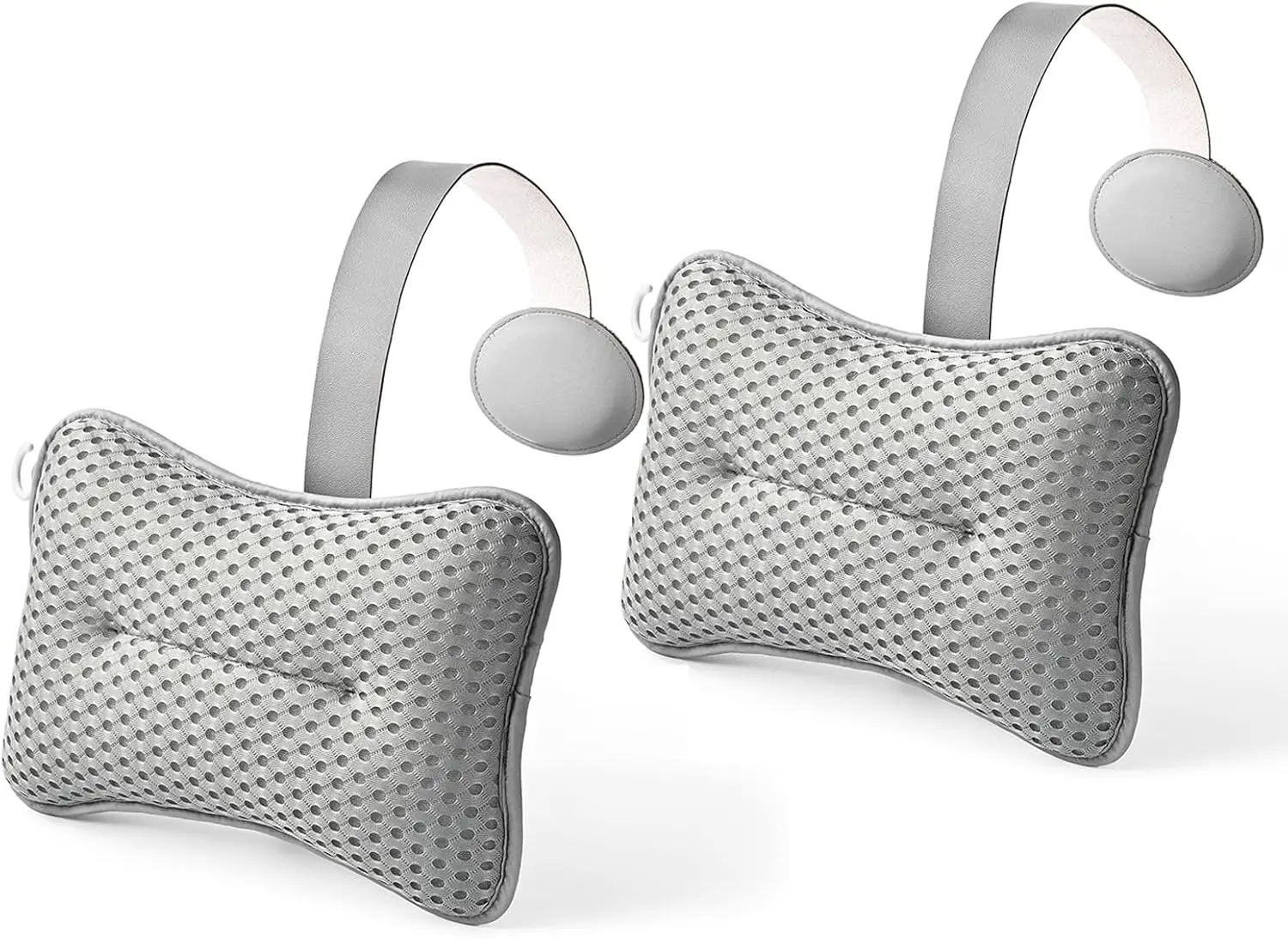 

Large Hot Tub Pillow Set (2-Pack, Grey) - Universal Headrest with Adjustable Strap for Spa and Lounge Comfort
