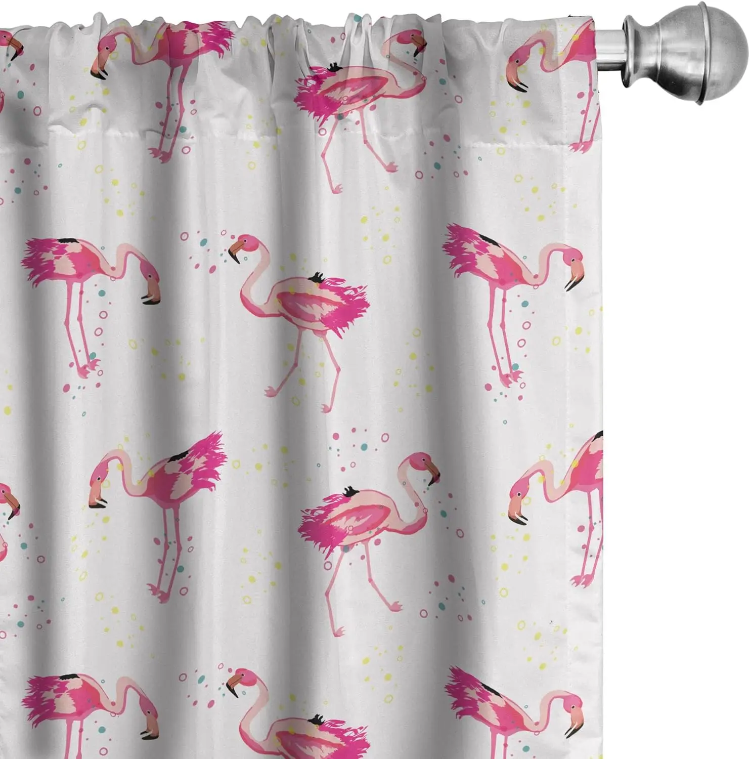 

Шторы Ambesonne с фламинго, повторяющийся узор с ручной росписью тропических птиц и пятен, набор из двух панелей для гостиной