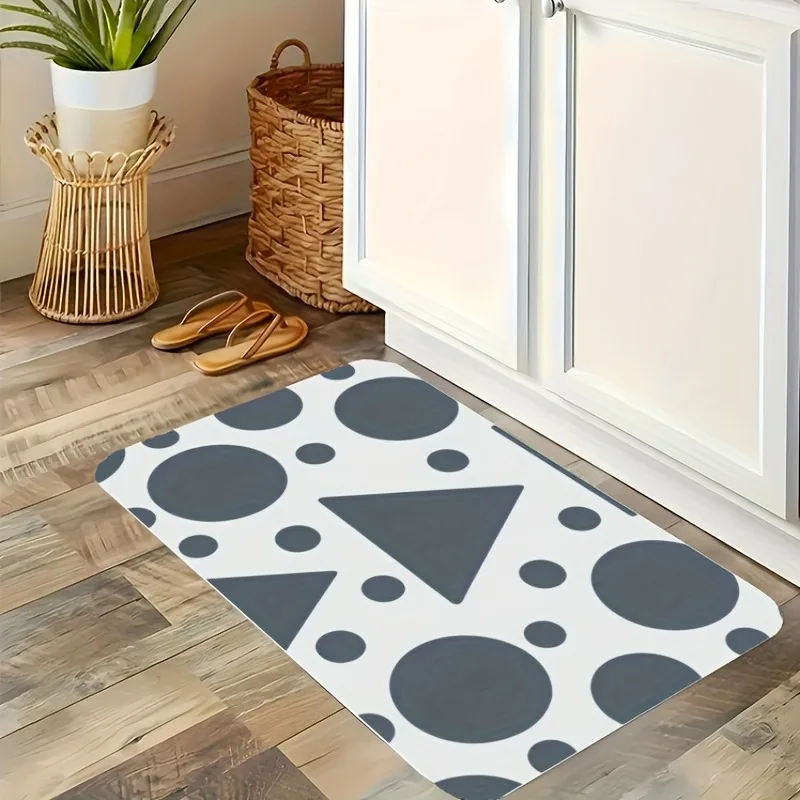 

1PC Geometric Pattern Kitchen Rug Non-Slip Door Mat Pop design Bathroom Rug Bath Mat Carpet for Home Sink Laundry ecoreeree