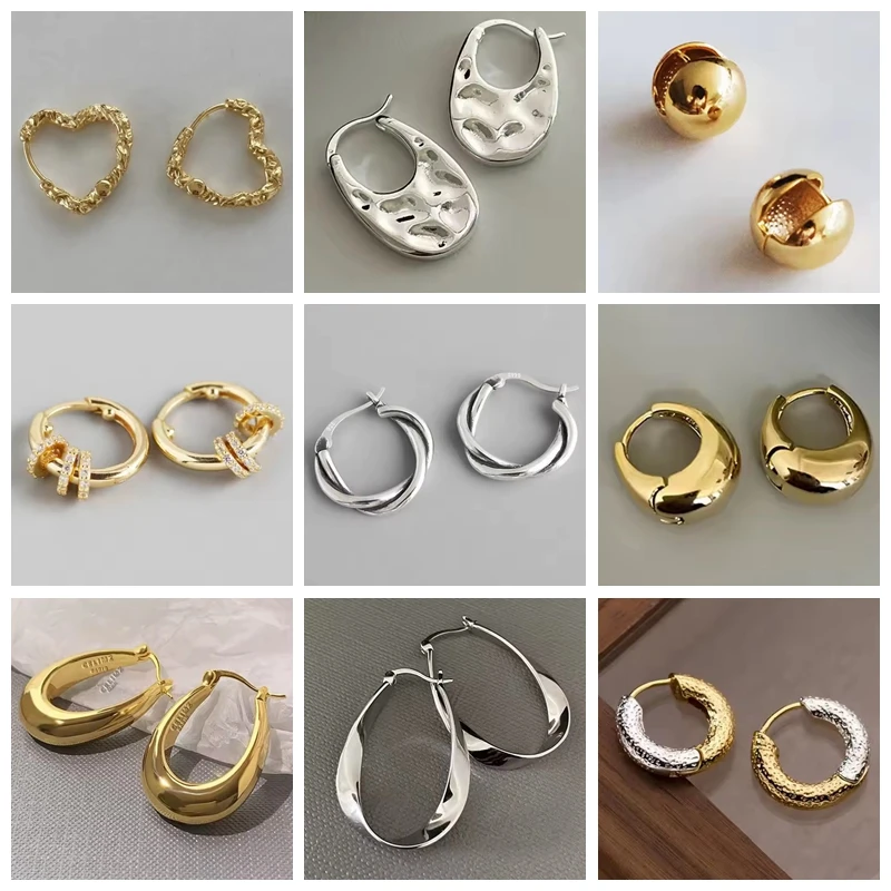 Fan Welfare Metal Geometric Hoop Earrings For Women Classic Fashion New Jewelry Gift Party Daily серьги женские