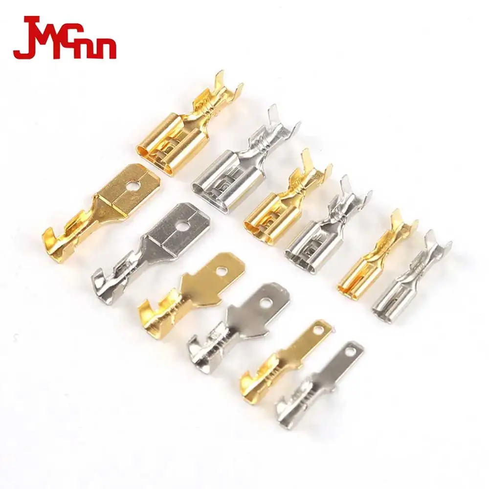 100-piece 2.8mm, 4.8mm, 6.3mm plug spring female spade cold crimping terminal connector car speaker wire connector set.