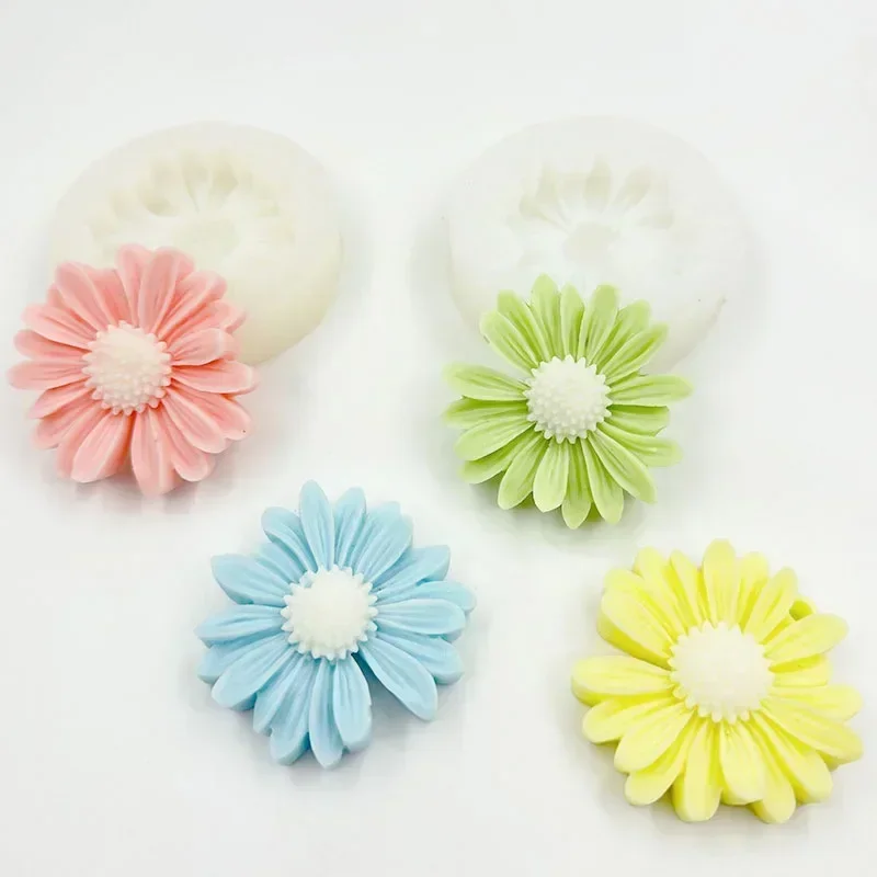 

2/4/6 шт. силиконовая форма для цветка ромашки для 3D смолы, форма для свечей, форма для украшения цветов, помадка, ремесло, форма для торта, конфет