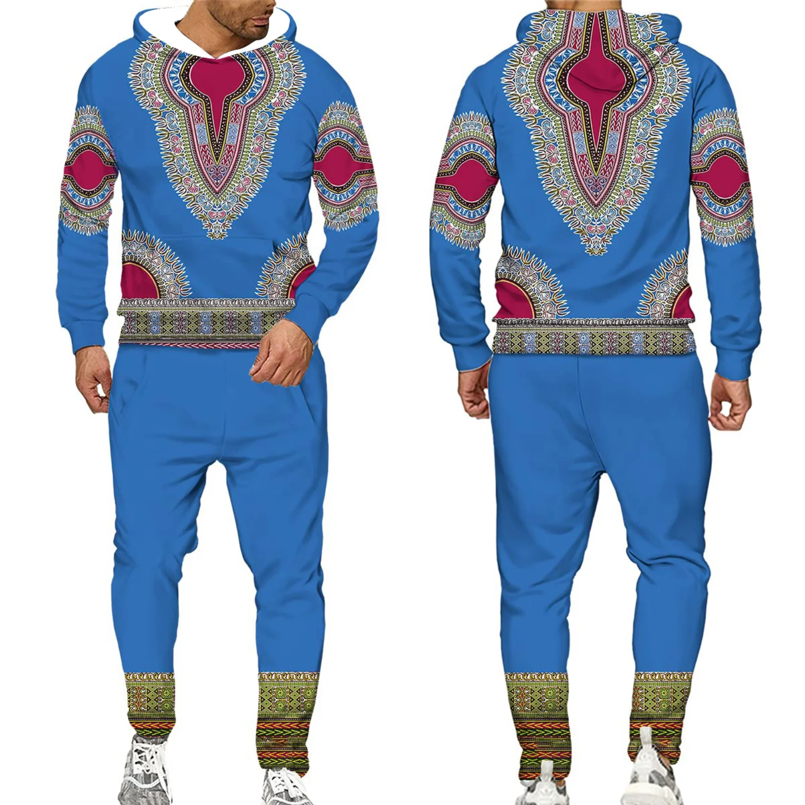 Sudadera Unisex con estampado 3D Retro africano, chándal para hombre, conjunto de 2 piezas con capucha, ropa de moda para hombre, S-5XL, triangulación de envíos