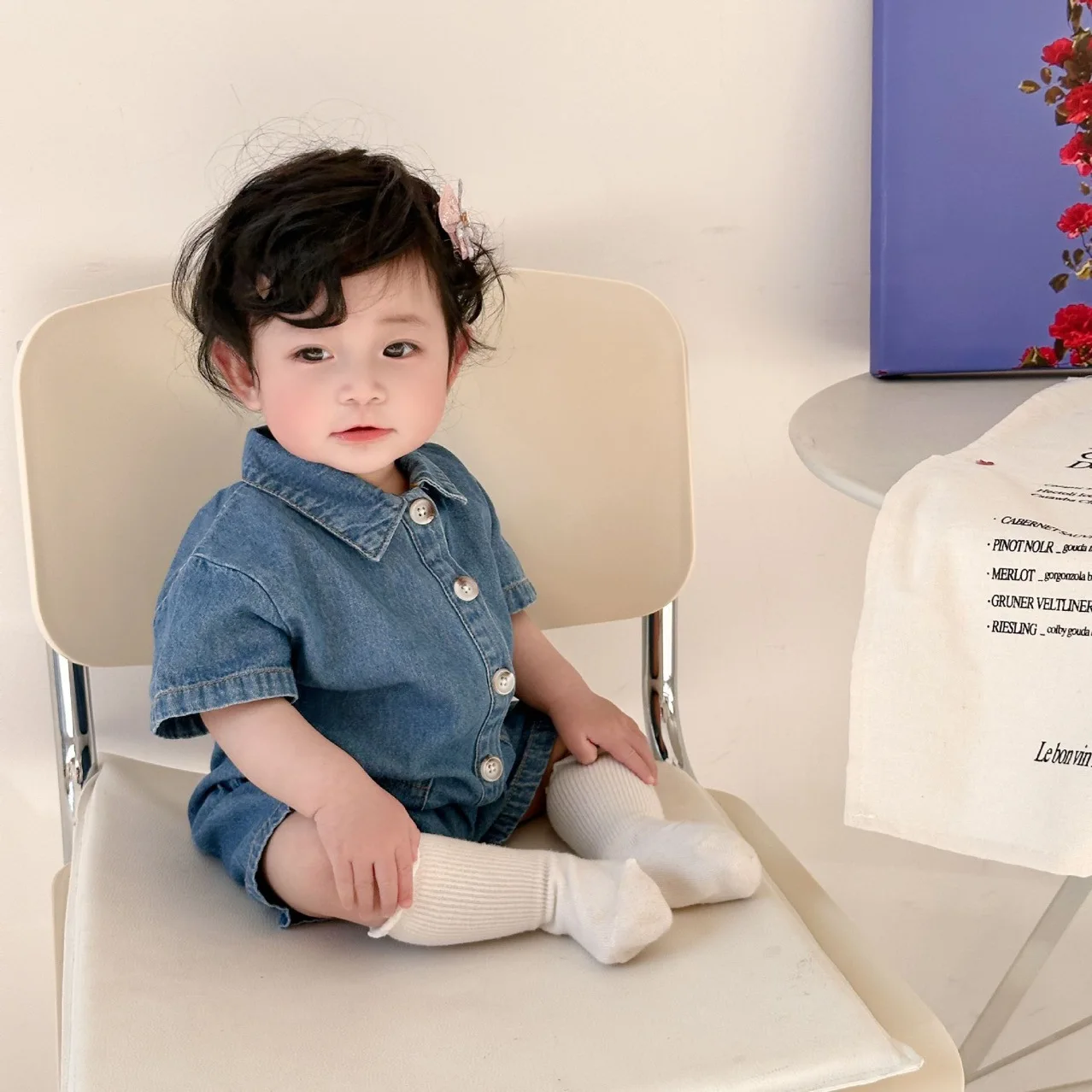 Korean Summer Short Climbing Denim Lapel Pocket Onesie Climbing Clothes Summer Casual Versatile Men and Women Treasure