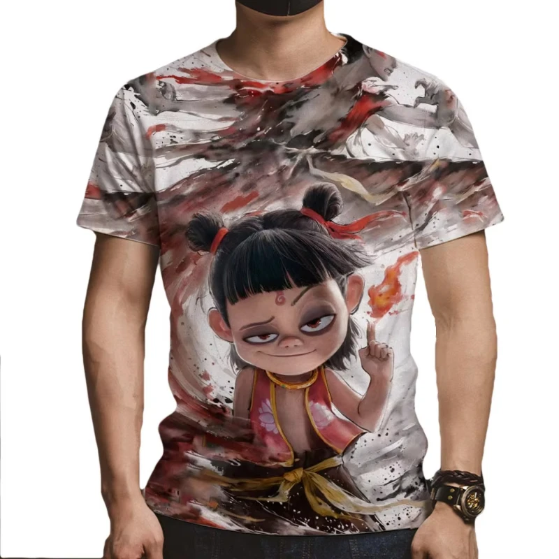 2025 New Movie Ne Zha 2 3D Print T-Shirt Men Women Streetwear Summer Casual Short Sleeve Tops Trendy Crew Neck Kids Tees Tops