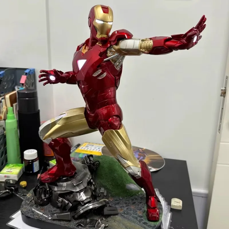 50cm Marvel Avengers Iron Man Mk6 Anime Figures Large Figurine Luminous Figures Gk PVC Model Ornaments Boyfriend Holiday Gift