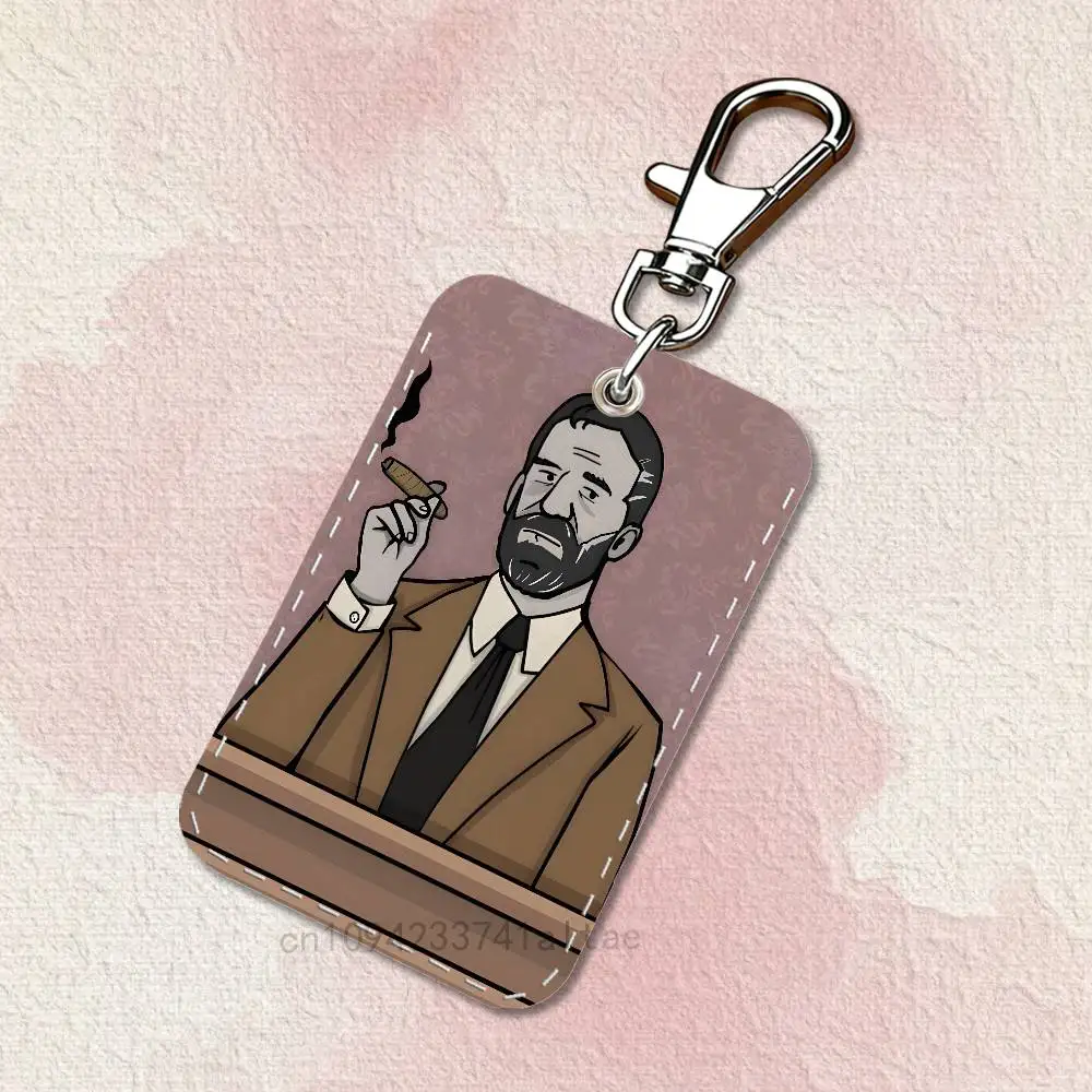 Game Rusty L-Lake Rectangle Access Card Case Leather Card Holder Keychain Key Ring Transportation Card Case