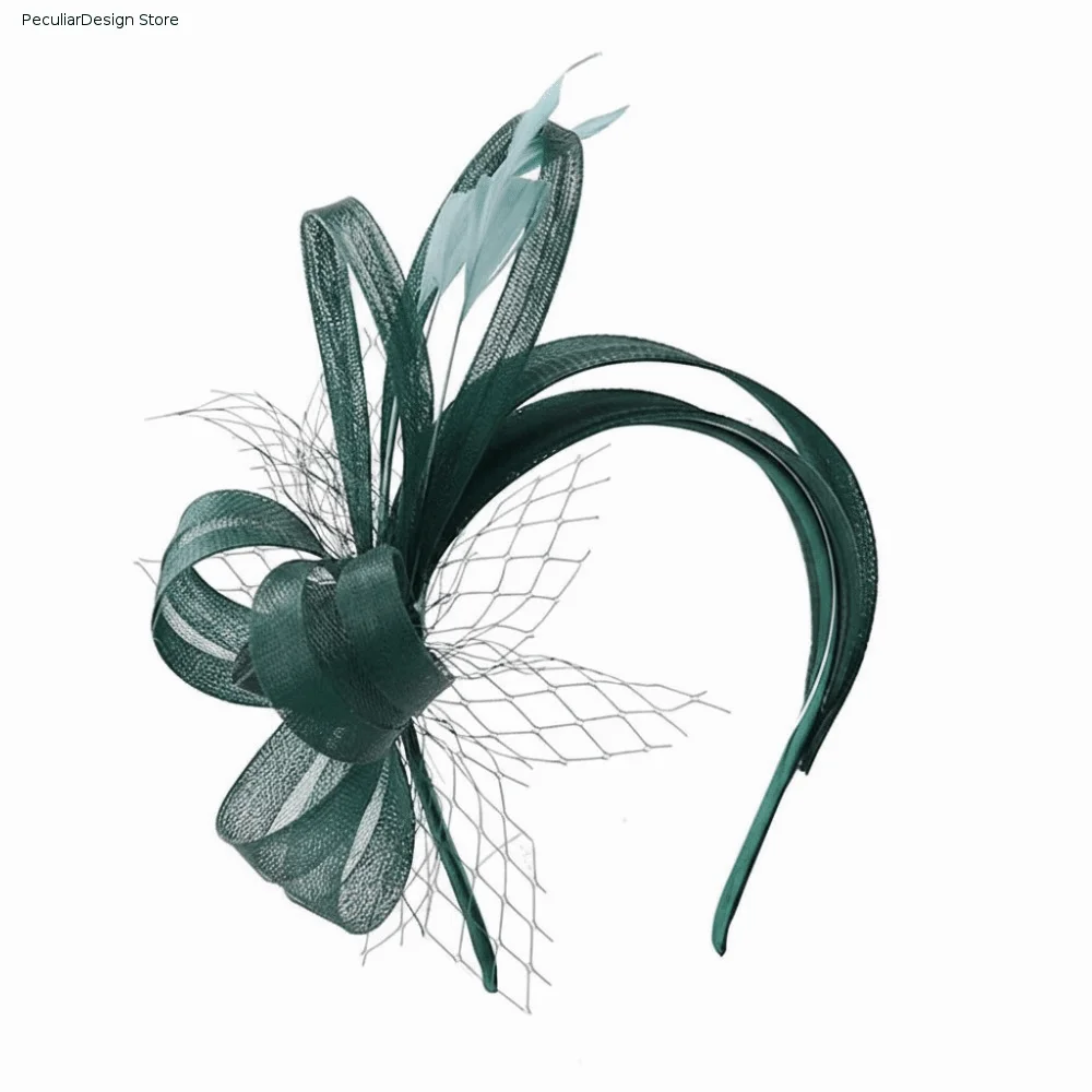 Hair Accessories Feather Mesh Headband Solid Color Headwear Elegant Fascinator Hair Hoop Vintage Funny