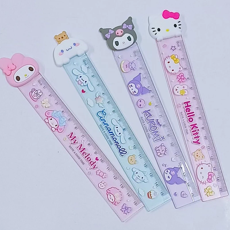 Minha Melody Cinnamoroll Régua Dos Desenhos Animados para Crianças e Estudantes, Papelaria Kawaii Presente, 15cm, 1Pc