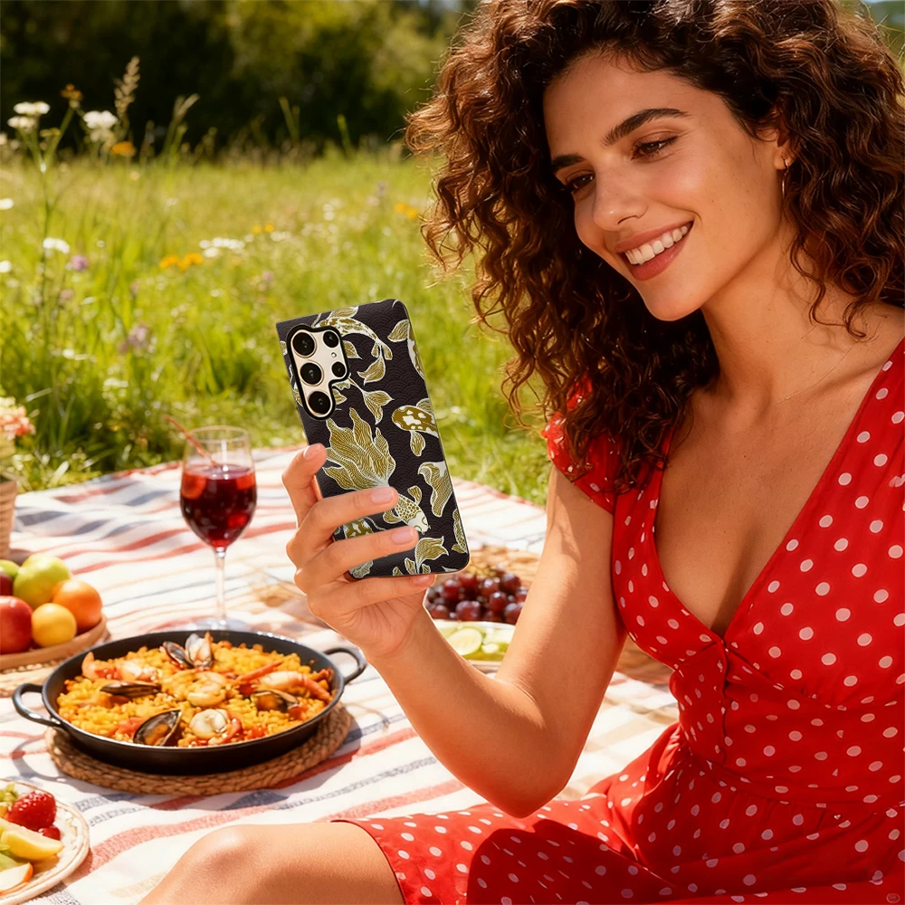 حافظة هاتف ذهبية كوي لهاتف سامسونج جالاكسي S25 الترا S24 S23 الترا بلس غطاء خلفي مزدوج الطبقة مقاوم للصدمات