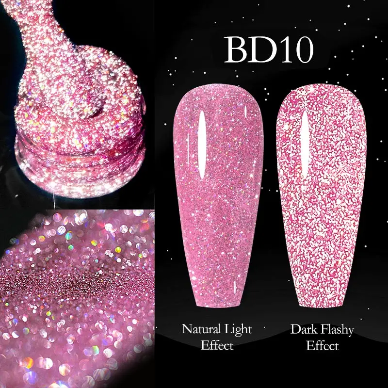 Venalisa Reflektierender Glitzer-Nagelgel-Nagellack, Neonfarbe, vollständige Abdeckung, Pigment, Nagelkunst, Maniküre, Soak Off, Emaille, UV-Gel-Lack – Detail 13