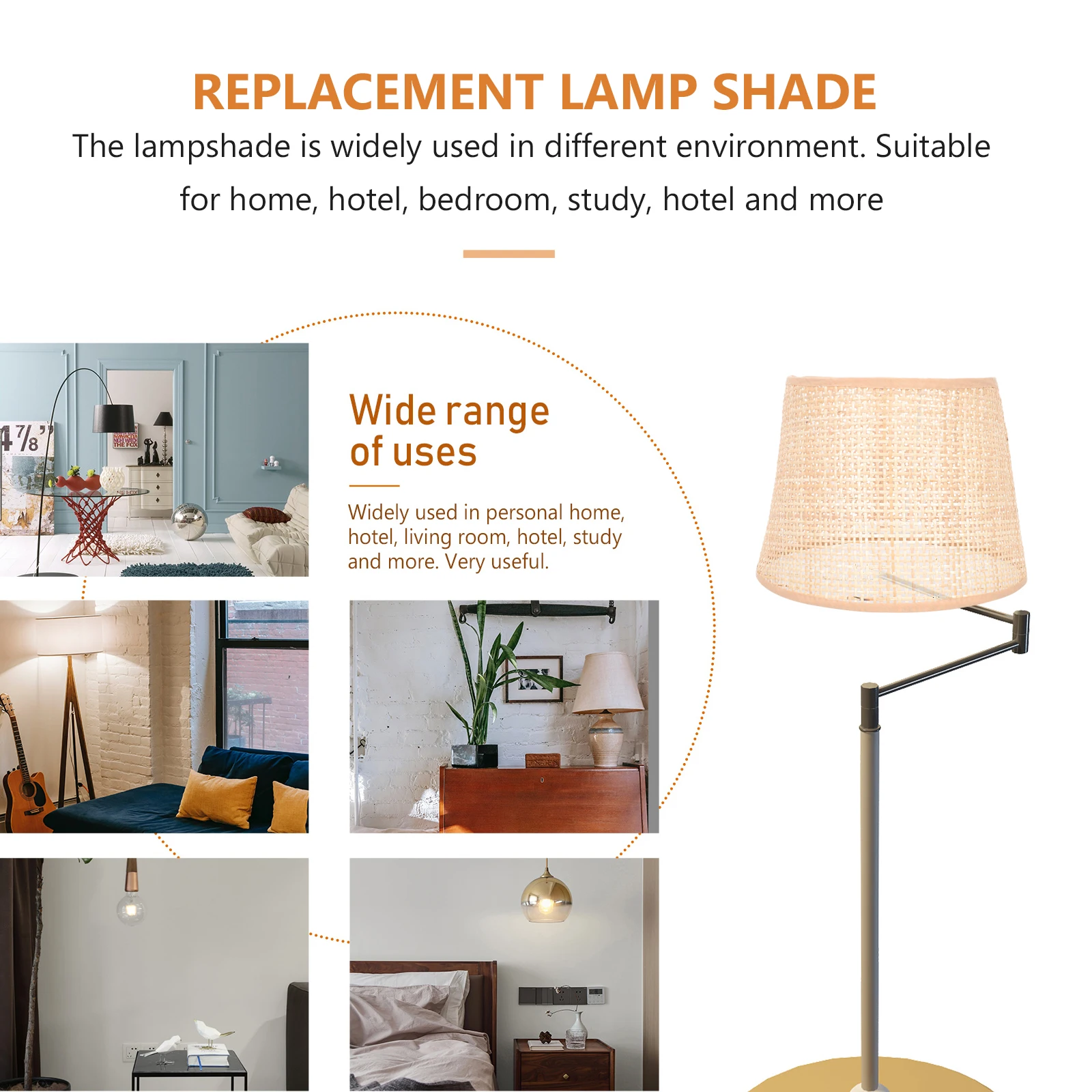 

Vintage Rattan Woven Lampshade Replacement Cover Table Lamp Shade Soft for Home Study Living Room Bedroom