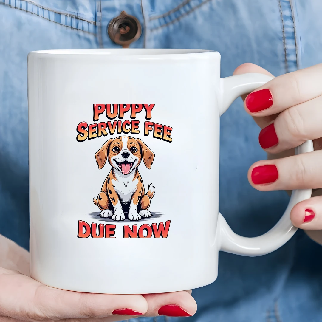 

Cartoon Puppy 11oz Mug Joyful PUPPY Service Fee Cup Christmas Family Office Essential Cup