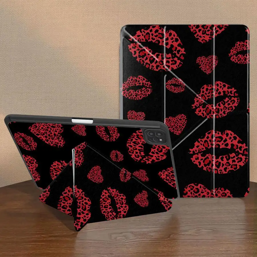 Leopard Lipprint Love Pattern Tablet Case For iPad Pro 11th 10th 9th 8th 7th 12.9inch Pro 2025 Air 4 5 M3 M2 M4 11inch Mini 6 7