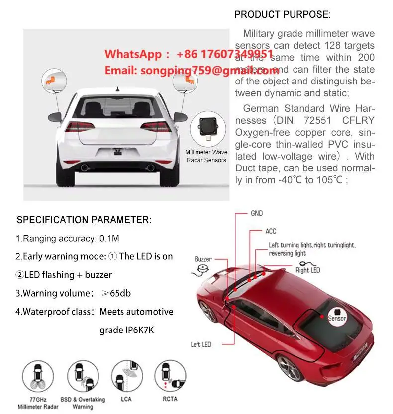 RCTA Detection Universal Blind Spot Warning Mirror Display With Lane Change Assist for MG GS 2017