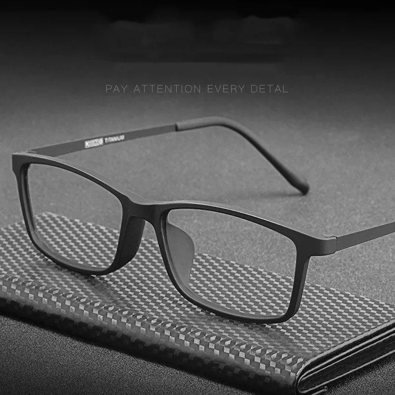 

New Men Business Glasses Frame TR90 Glasses Frame Female Square Frame Soft Elastic Paint Titanium Temple Prescription Glasses