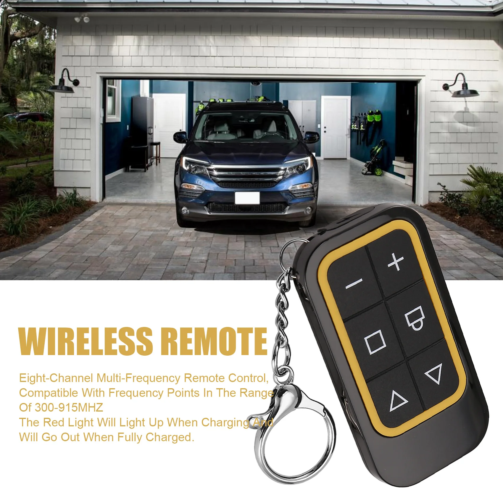 Wireless Remote Control 8-Channel Multi-Frequency Garage Door Rechargeable Full-Frequency Copy Remote Control YellowJAS