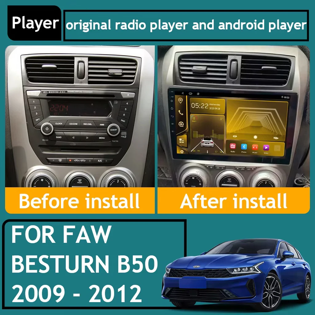 Car Android 16 Auto Radio For FAW Besturn B50 2009 - 2014 Multimedia Player Stereo Head Unit No 2din DVD QLED Screen 5G 8 Core