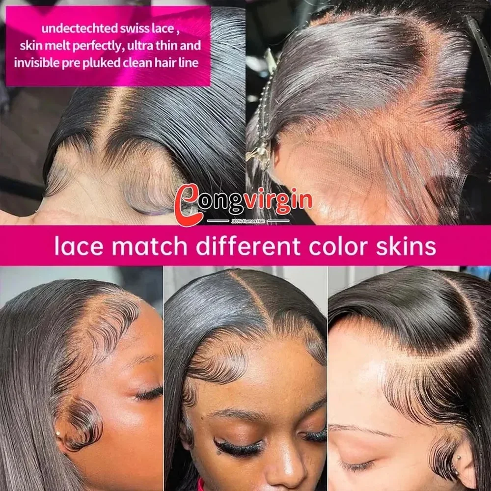 5x5 Glueless Human Hair Wig Straight Ready to Wear Pre Cut Lace Wear and Go Lace Front Wig image 6