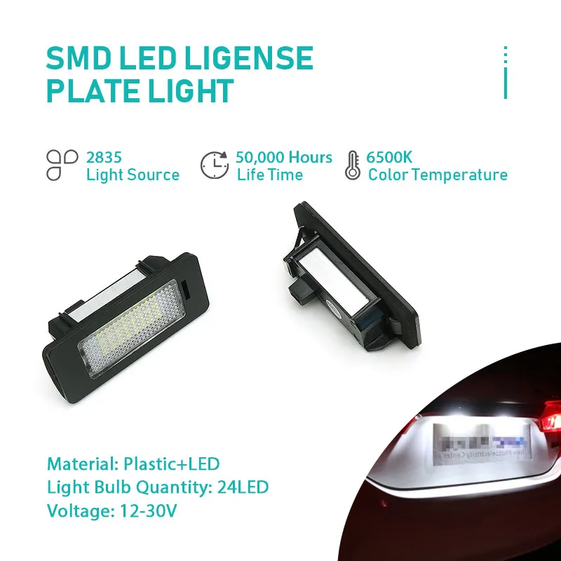Car LED License Number Plate Light Lamp For Audi A4 B8 S4 A5 S5 Q5 TT RS A1 A7 RS5 TTRS A6 C7 For VW Passat 5D R36 6000K White